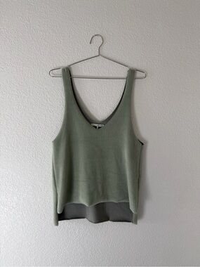 OAK + FORT Relaxed V-Neck Tank in Sage Green